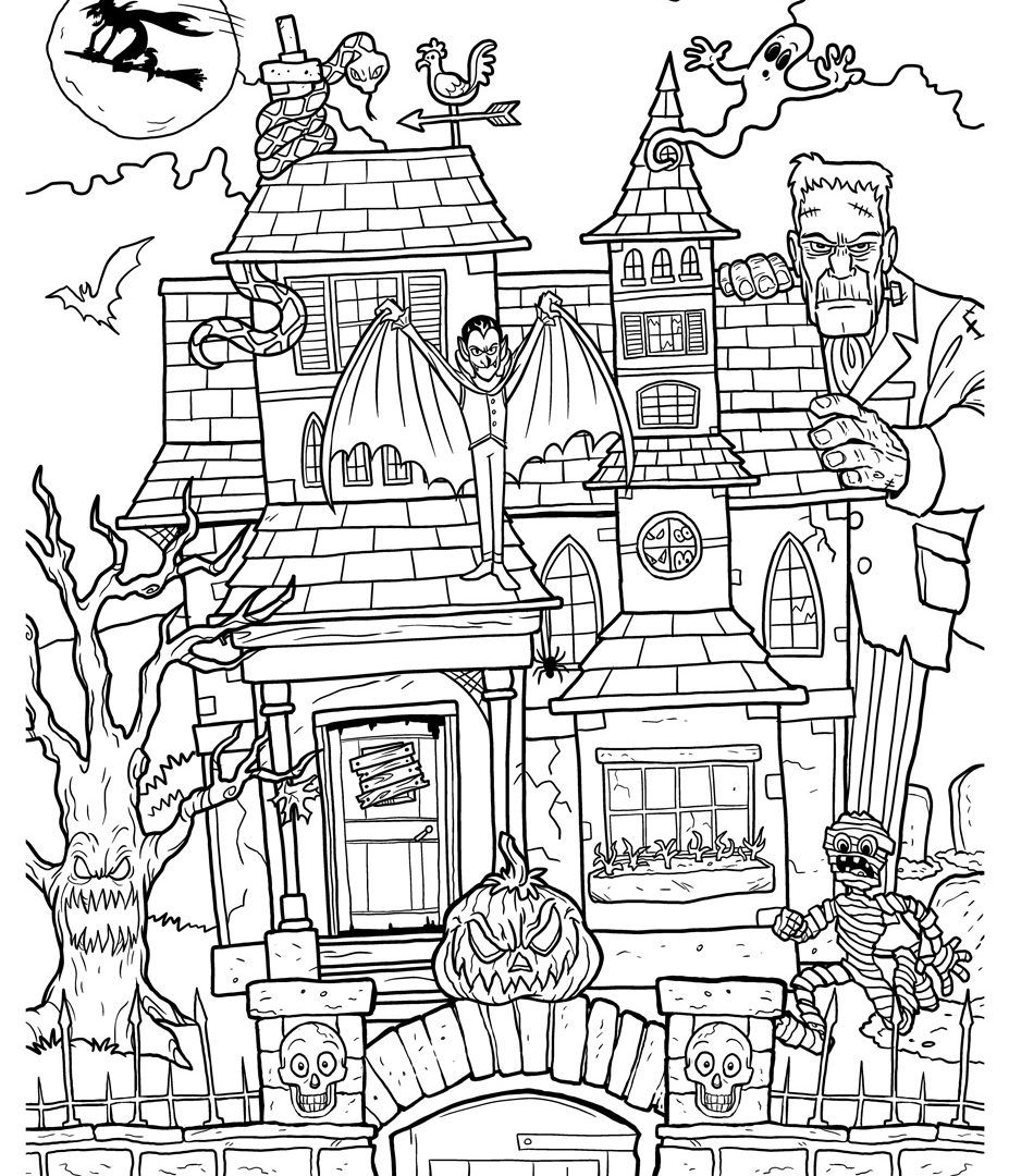 927x1080 Free Printable House Coloring Pages For Adults Drawing Adult