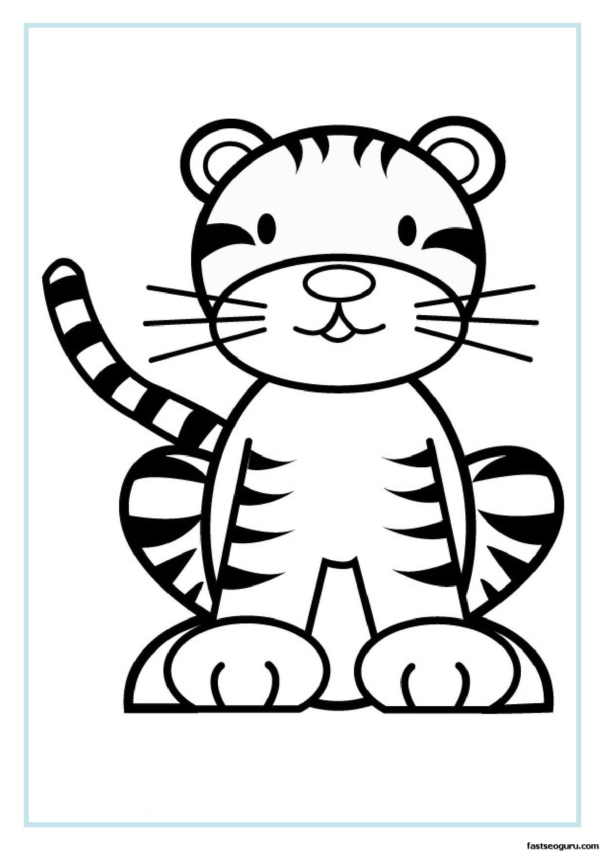1240x1754 Coloring Pages Wild Animals Little Cute Baby Tiger Smiles Lays