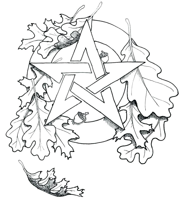 Wiccan Coloring Pages Pentacle Oak Leaf Page Printable Coloring 736x808 Wiccan Coloring Pages Pentacle Oak Leaf Page Printable Coloring