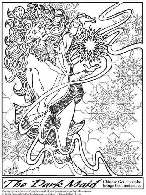 Pagan Fantasy Goddesses, Adult Coloring 492x657 Pagan Fantasy Goddesses, Adult Coloring