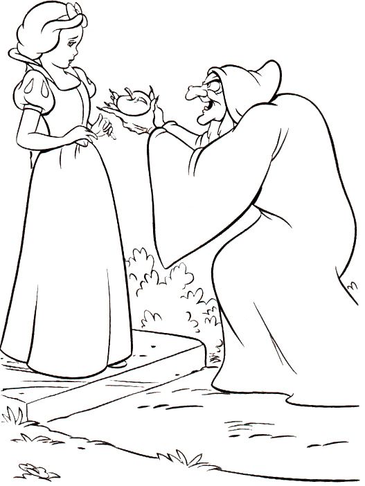 527x702 Snow White With The Wicked Witch Coloring Pages