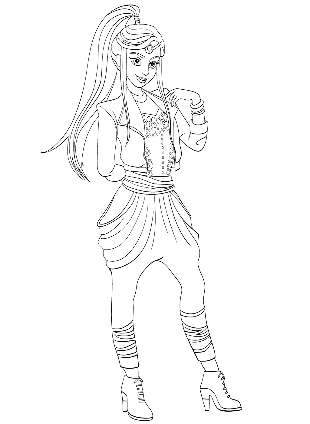 Descendants Wicked World Coloring Pages Jordan Girl Posing 1024x1400 Descendants Wicked World Coloring Pages Jordan Girl Posing