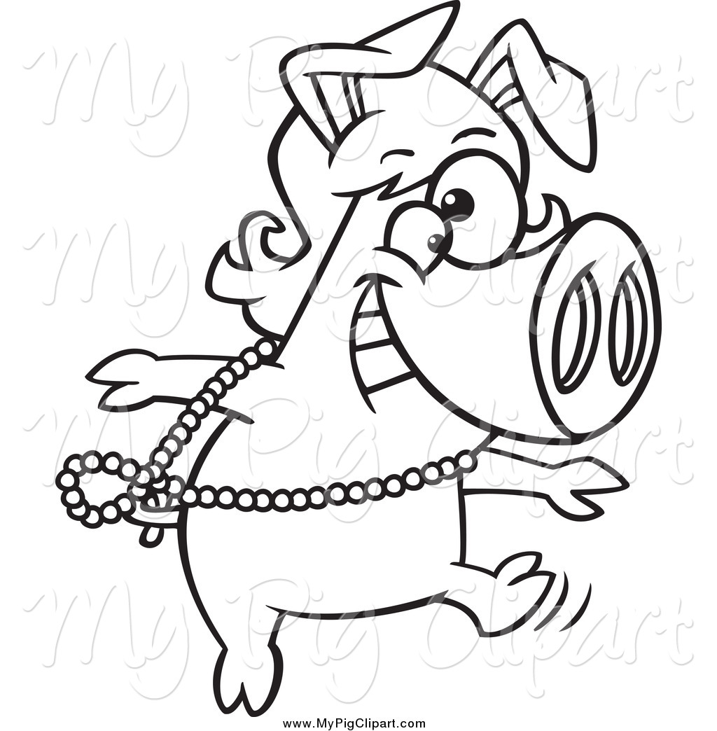 Swine Clipart Of A Black And White Dancing Pig In A Wig By 1024x1044 Swine Clipart Of A Black And White Dancing Pig In A Wig By