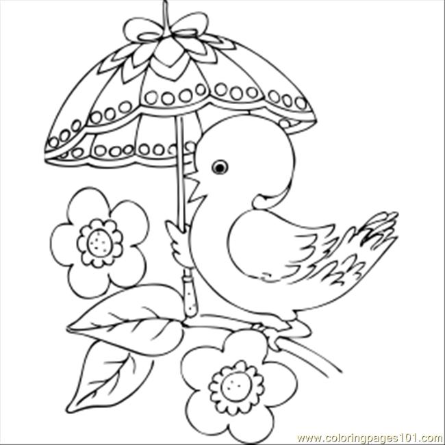 650x650 Chick With Fancy Umbrella Coloring Page