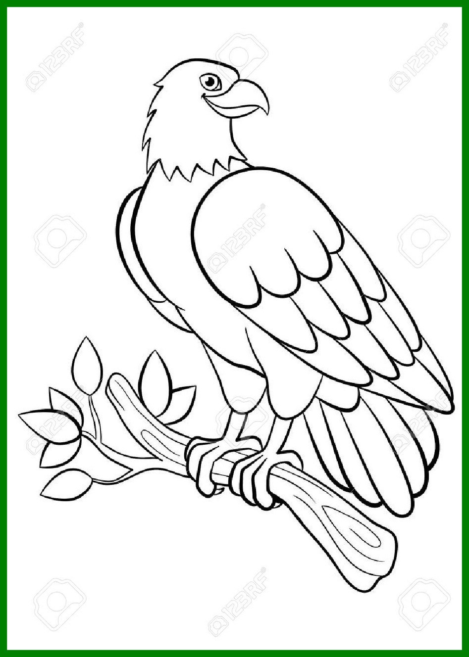 947x1328 Inspiring Coloring Pages Wild Birds Cute Smiling Eagle Sits On