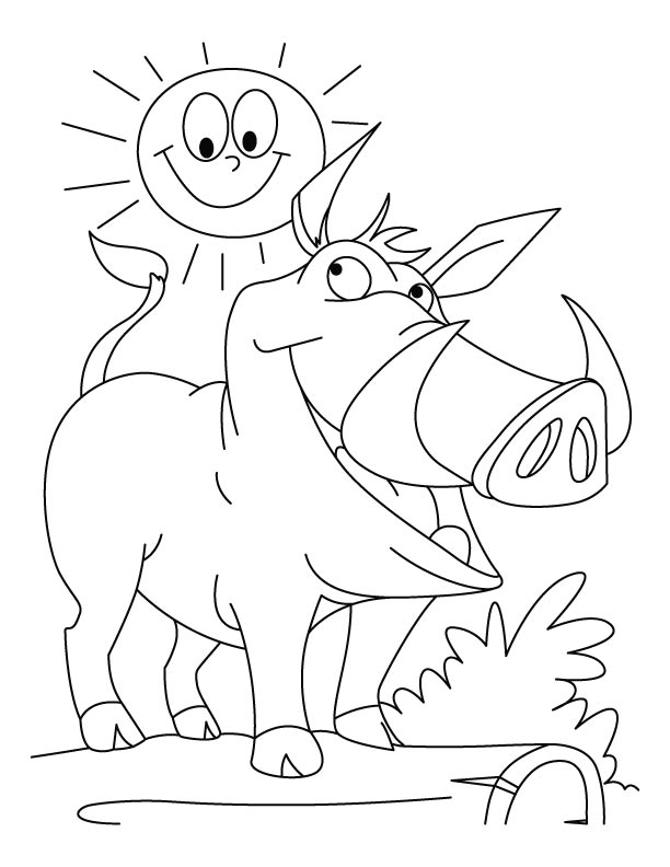 Sun And Wild Boar, Smiling Together Coloring Page Download Free 612x792 Sun And Wild Boar, Smiling Together Coloring Page Download Free