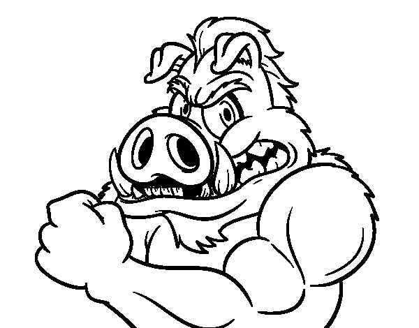Wild Boar Strong Coloring Page 600x470 Wild Boar Strong Coloring Page