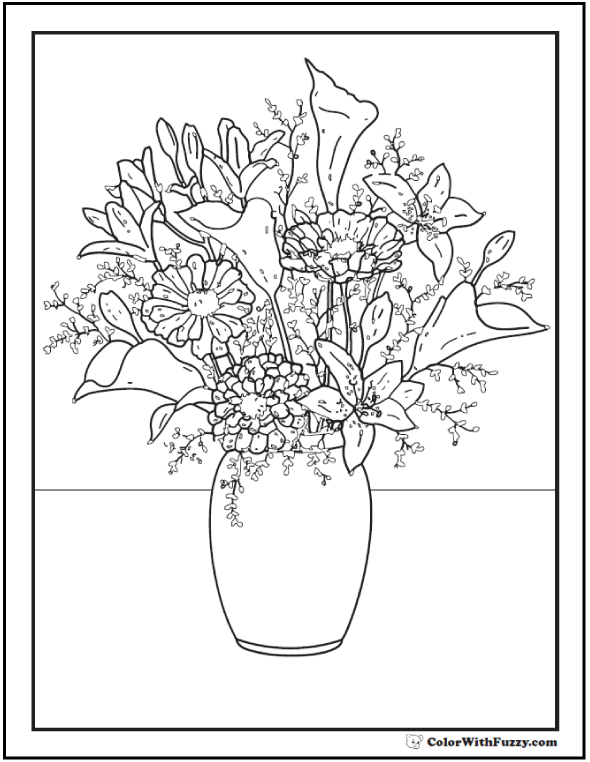 Flower Coloring Pages Customize And Print Pdf 590x762 Flower Coloring Pages Customize And Print Pdf