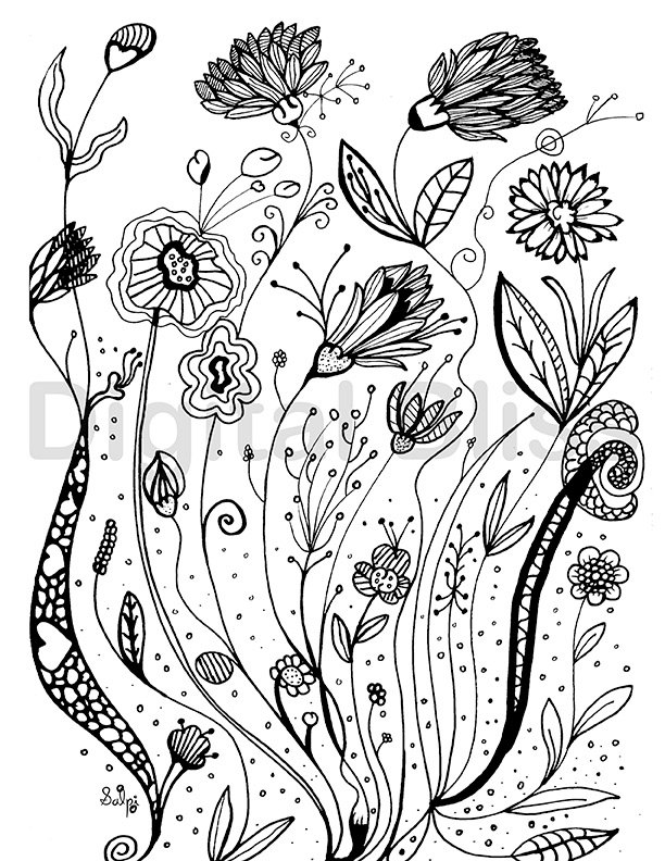 Adult Coloring Pages Whimsical Wild Flowers Design Adult 612x792 Adult Coloring Pages Whimsical Wild Flowers Design Adult