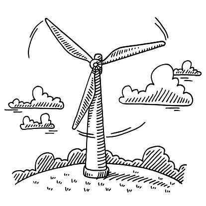 414x414 Rotating Wind Turbine Drawing Doodles
