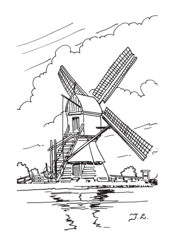 Kids N 18 Coloring Pages Of Windmills 596x842 Kids N 18 Coloring Pages Of Windmills