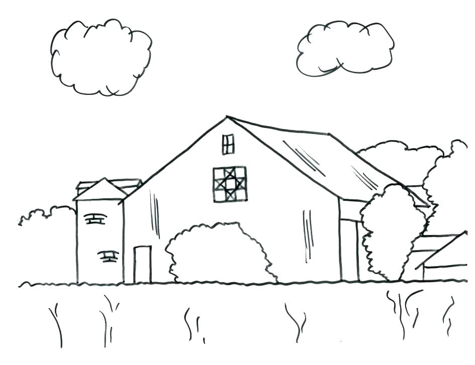 Barn Coloring Page Barn With Hay In The Loft A Silo And Windmills 945x727 Barn Coloring Page Barn With Hay In The Loft A Silo And Windmills