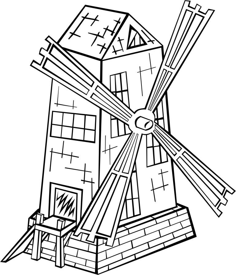 Coloring Page Windmill 769x895 Coloring Page Windmill