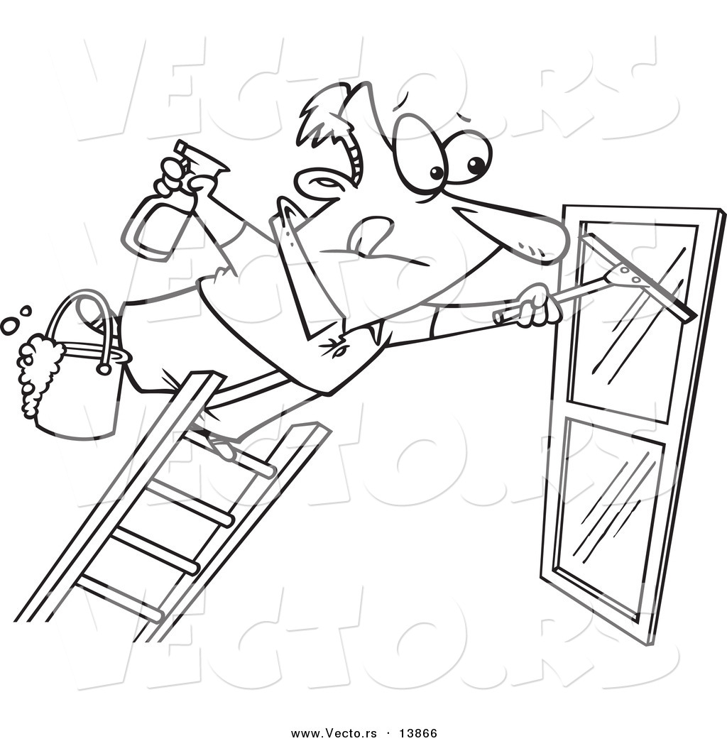 Vector Of A Cartoon Window Cleaner Leaning Far Over A Ladder 1024x1044 Vector Of A Cartoon Window Cleaner Leaning Far Over A Ladder
