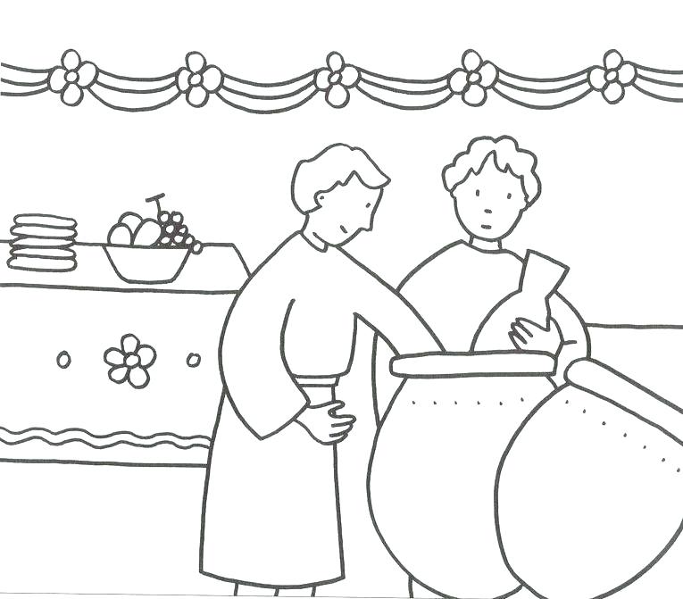 Jesus Turns Water Into Wine Coloring Page 765x671 Jesus Turns Water Into Wine Coloring Page