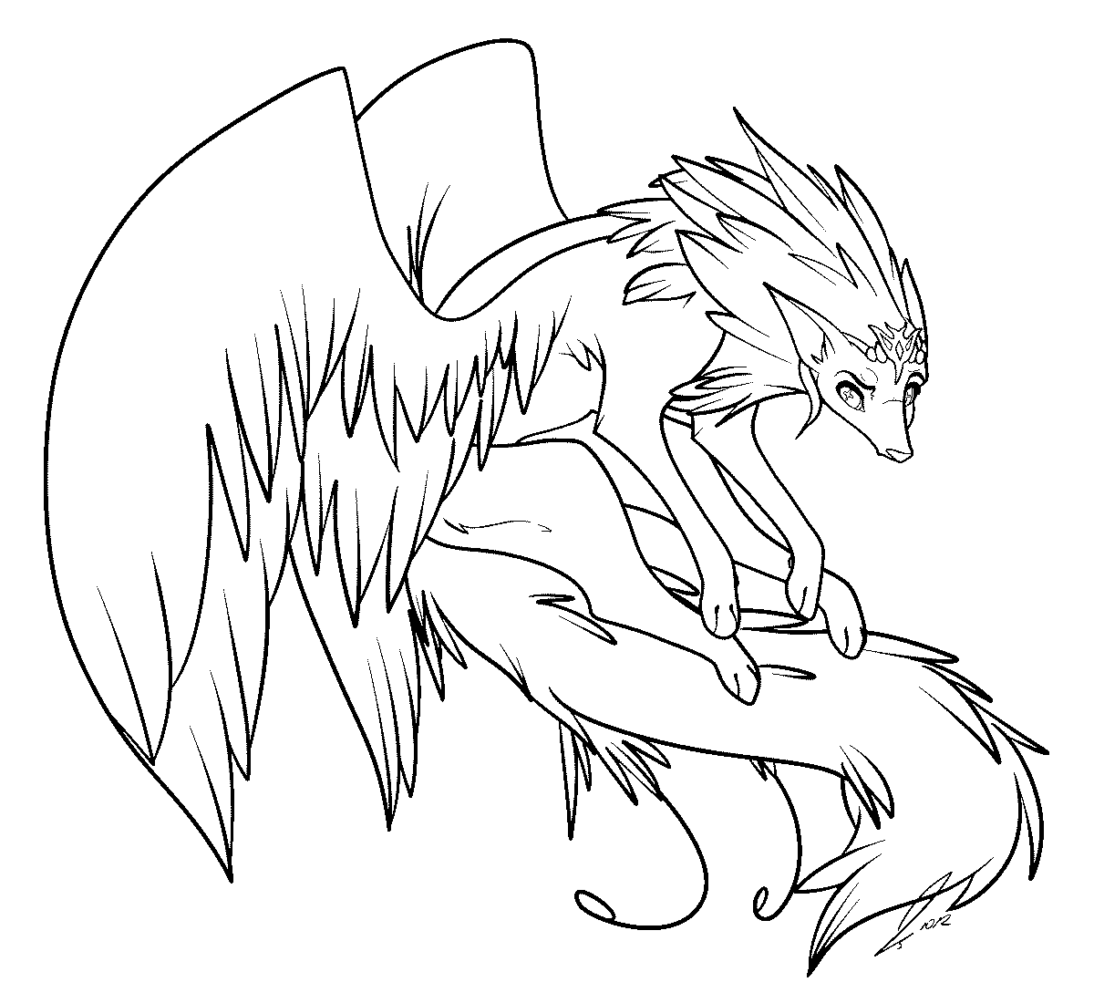 Anime Winged Cat Coloring Page 1200x1100 Anime Winged Cat Coloring Page