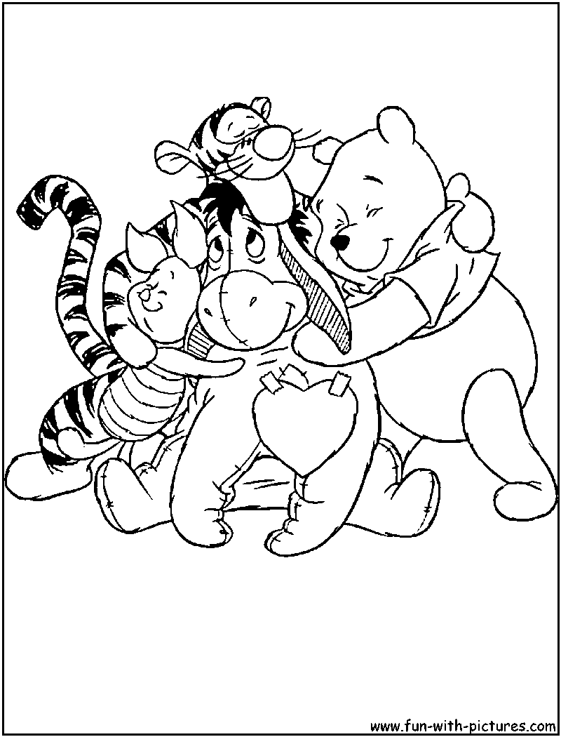 800x1050 Winnie Friends Valentine Coloring Page
