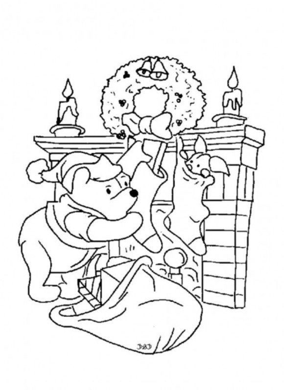 Pooh Coloring Pages For Christmas 580x798 Pooh Coloring Pages For Christmas