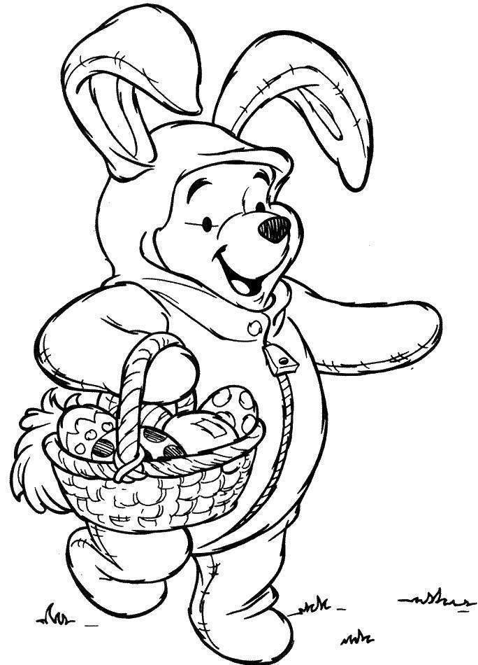 Easter Winnie The Pooh With Basket Of Eggs Free Coloring Page 684x950 Easter Winnie The Pooh With Basket Of Eggs Free Coloring Page