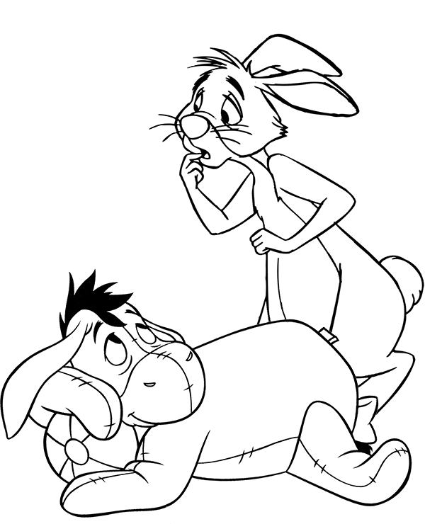 Eeyore And Rabbit Coloring Page To Print Or Download For Free 600x740 Eeyore And Rabbit Coloring Page To Print Or Download For Free