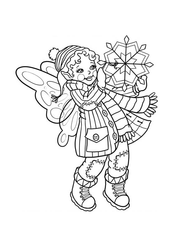 Cute Fairy Doll Holding Snowflake On Winter Coloring Page Kids 600x776 Cute Fairy Doll Holding Snowflake On Winter Coloring Page Kids