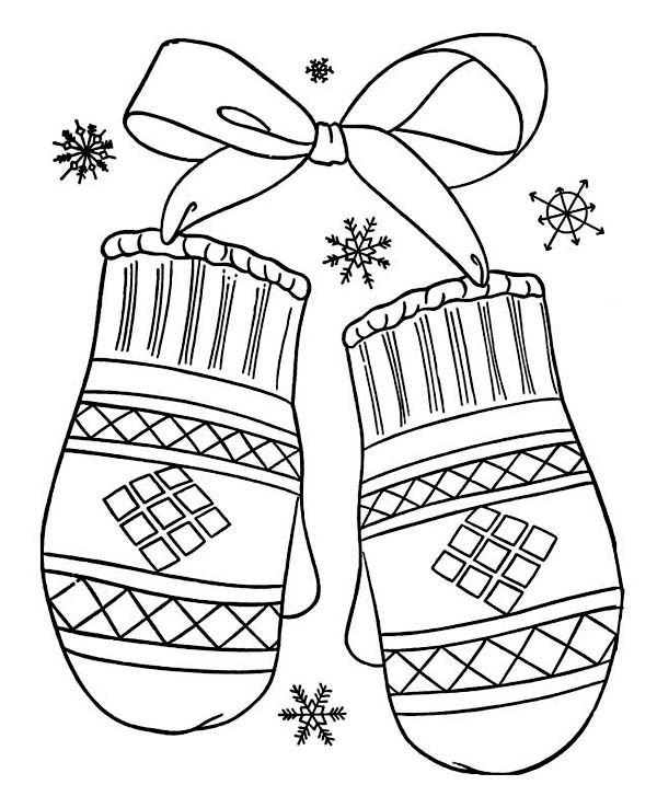 Winter, A Lovely Winter Mittens Gift Coloring Page A Lovely 600x738 Winter, A Lovely Winter Mittens Gift Coloring Page A Lovely