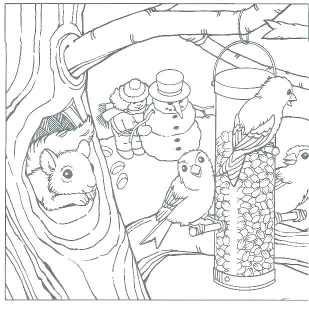 Winter Scene Coloring Pages 618x618 Winter Scene Coloring Pages