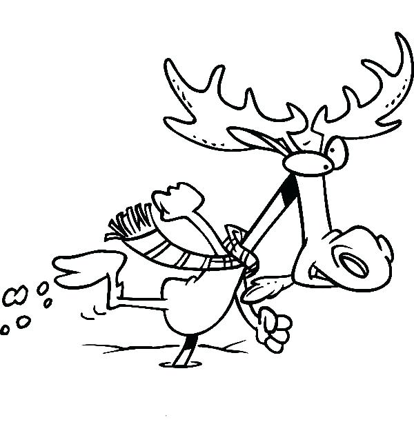 Winter Time Colouring Pages Moose Running In Coloring Page 600x612 Winter Time Colouring Pages Moose Running In Coloring Page