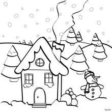 Snow Covered House Coloring Pages 220x220 Snow Covered House Coloring Pages