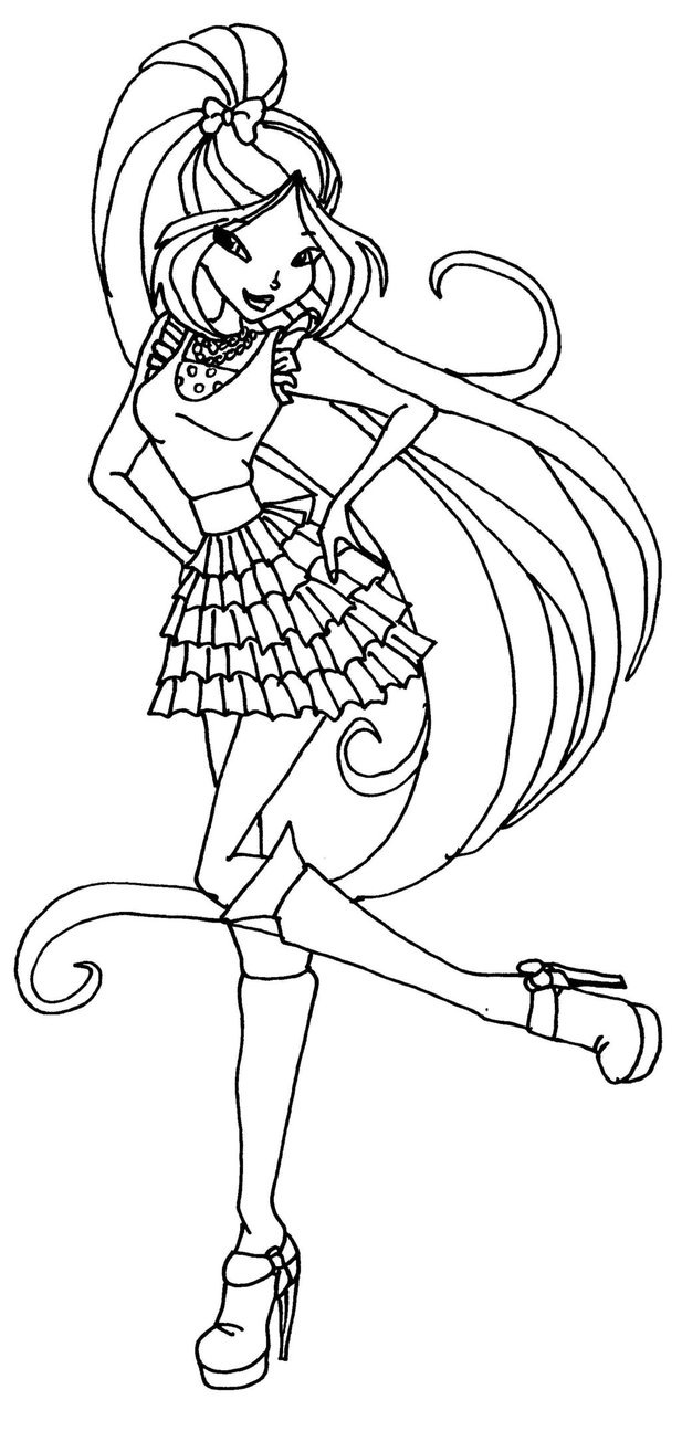 Winx Club Flora Coloring Page 617x1295 Winx Club Flora Coloring Page