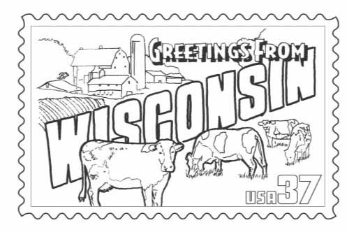 497x332 Wisconsin Stamp Coloring Page State Studies Wisconsin