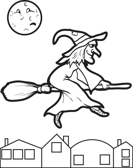 558x700 Best Flying Witch Coloring Page Free 5018 Printable
