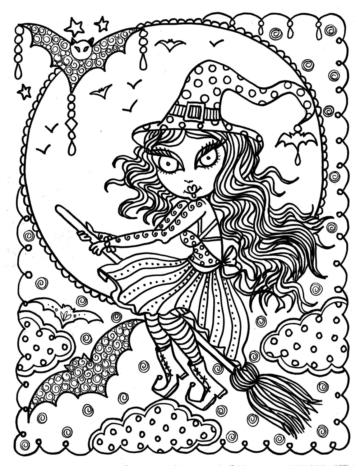 1158x1500 Cute Halloween Witch Coloring Pages Free Coloring For Kids 2018