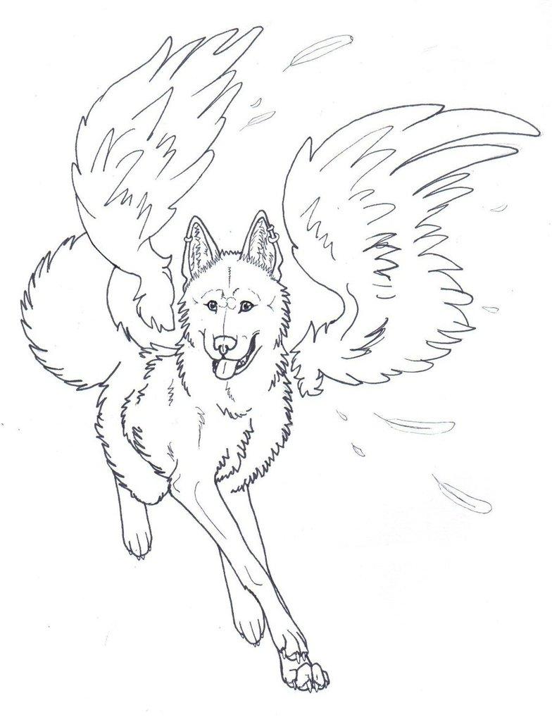 784x1018 Winged Wolf Angel Coloring Pages Cartoon Of Best Angle Page