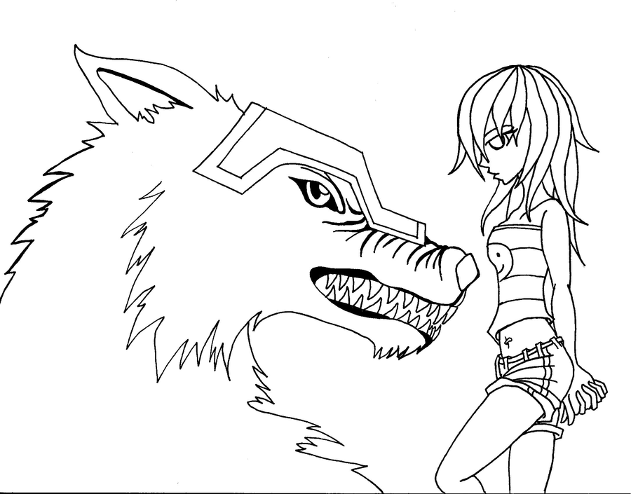 900x705 Anime Wolf Girl Coloring Pages