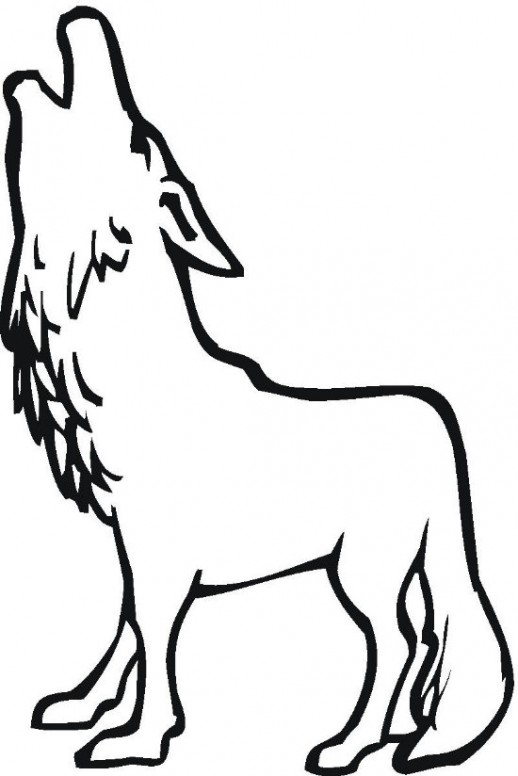 518x776 Cartoon Animal Howling Wolf Coloring Pages