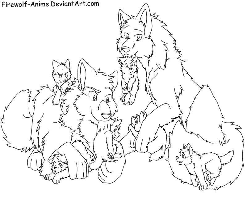 800x670 Anime Wolf Pack Coloring Pages