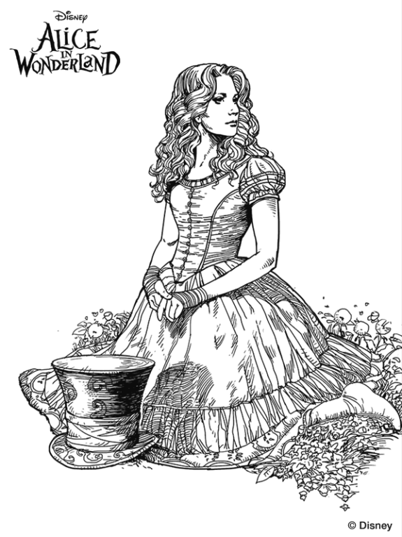 Kids N 11 Coloring Pages Of Alice In Wonderland (Tim Burton) 575x768 Kids N 11 Coloring Pages Of Alice In Wonderland (Tim Burton)