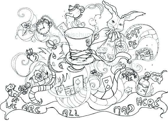 Alice In Wonderland Coloring Page In Wonderland Character Coloring 570x415 Alice In Wonderland Coloring Page In Wonderland Character Coloring