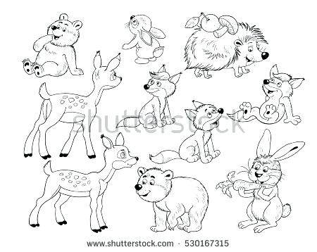Woodland Animals Coloring Pages Cute Woodland Animals Small Set 450x358 Woodland Animals Coloring Pages Cute Woodland Animals Small Set