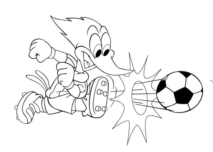 Woody Woodpecker Playing Soccer Coloring Page Color Pages 750x536 Woody Woodpecker Playing Soccer Coloring Page Color Pages