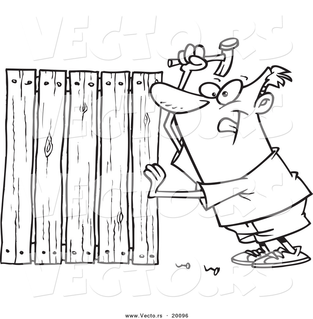 Vector Of A Cartoon Fencer Nailing Boards 1024x1044 Vector Of A Cartoon Fencer Nailing Boards