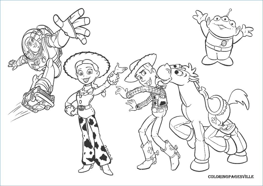 Woody Riding Dog Toy Story 2 Coloring Page 1024x724 Woody Riding Dog Toy Story 2 Coloring Page