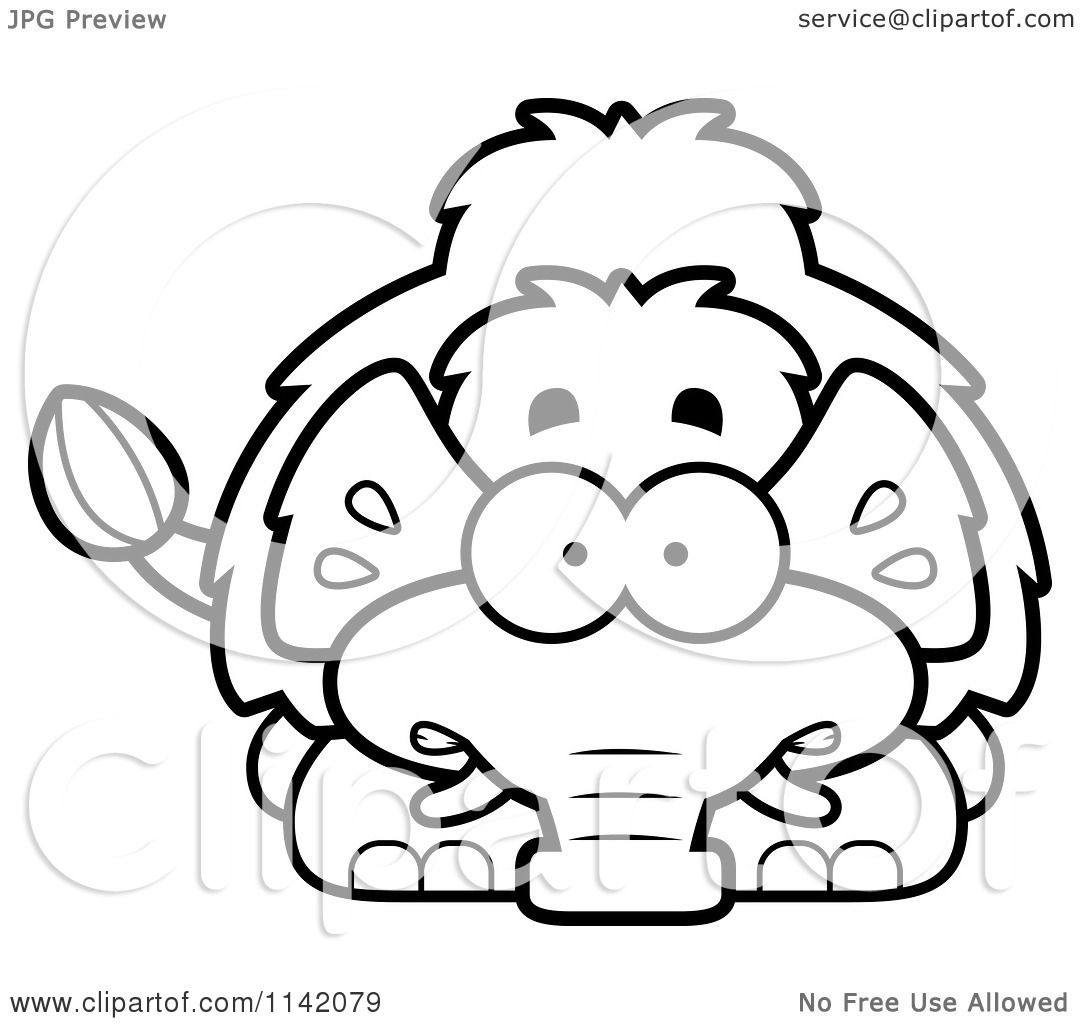 Cartoon Clipart Of A Black And White Scared Wooly Mammoth 1080x1024 Cartoon Clipart Of A Black And White Scared Wooly Mammoth