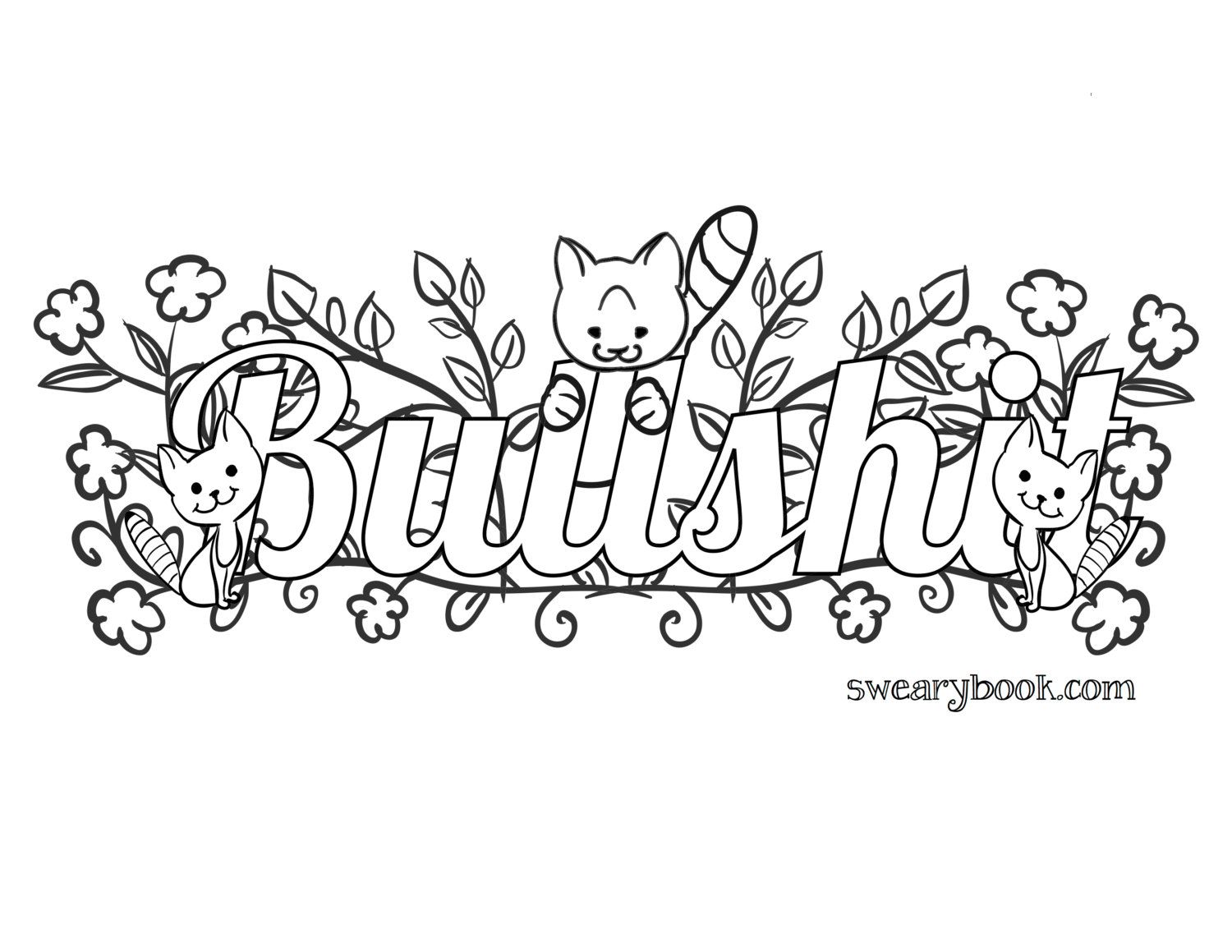 1500x1159 Bullshit Swear Words Coloring Page From The Sweary By Swearybook