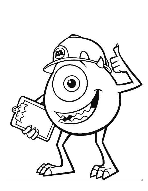 600x776 Mike And His Working Helmet In Monsters Inc Coloring Page.jpg (600