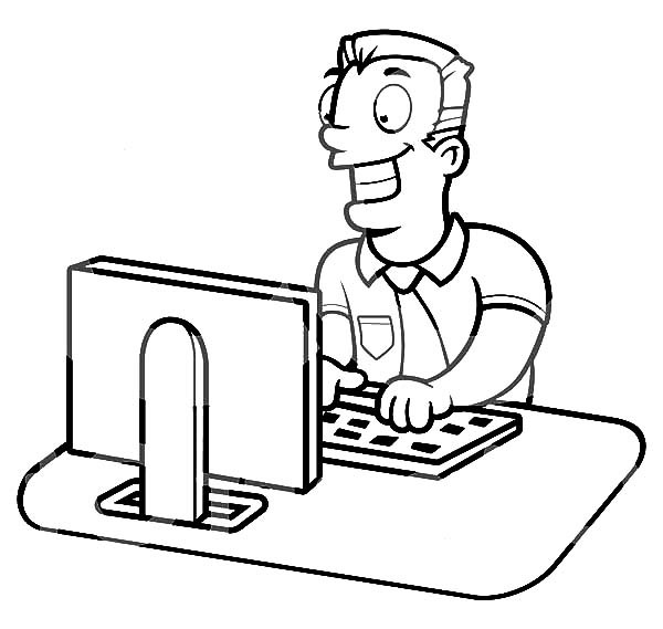 600x569 Businessman Working On A Computer Coloring Pages Best Place To Color