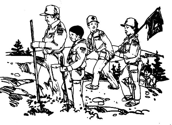 600x438 Boy Scouts Working Together Coloring Pages Best Place To Color