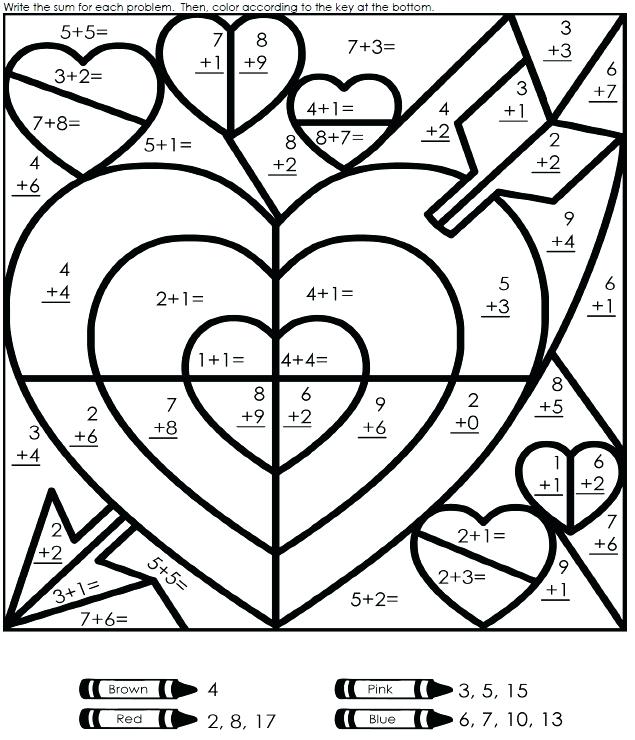 635x740 Math Coloring Pages Math Coloring Worksheets Valentines Color By