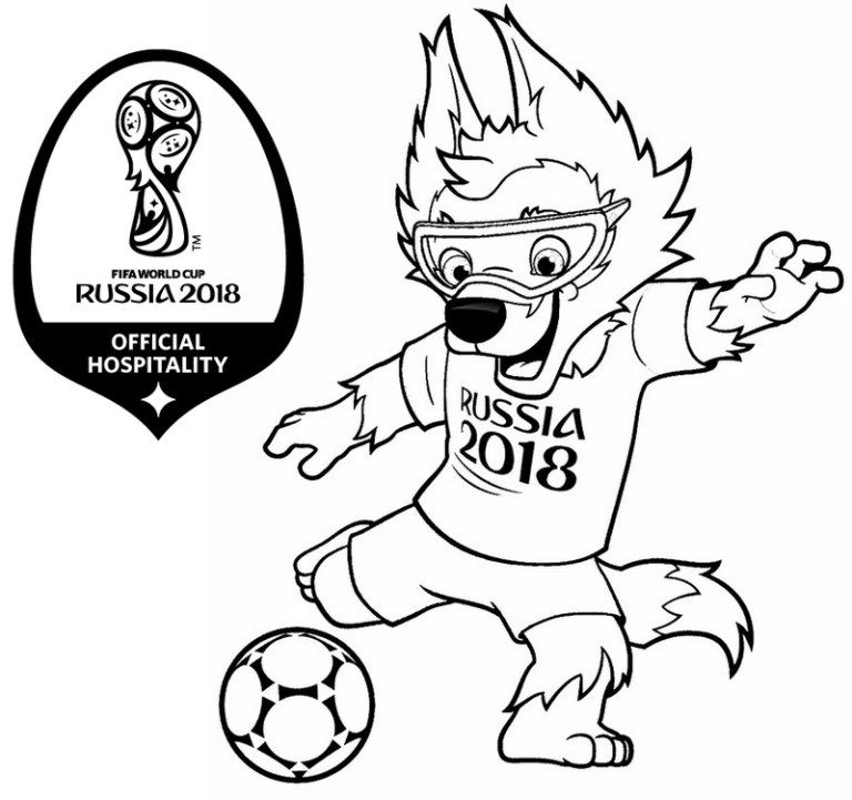 768x721 Zabivaka Mascot World Cup Russia 2018 Coloring Page Best Fifa